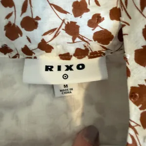 RIXO Floral Midi‎ Dress Cotton Ruffle Neck Tie Waist Cottagecore Women M Tiered thumbnail 3