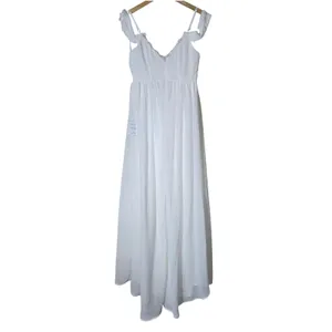 Lulus Marcelyn White Pleated Cold-Shoulder Maxi Dress Medium NWT Wedding Bridal thumbnail 4