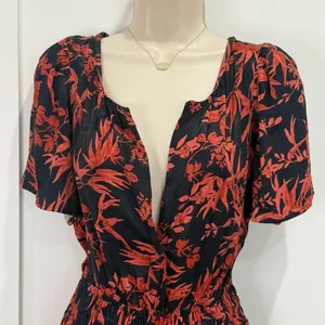 Anthropologie The Somerset Floral Jumpsuit Satin Red Small Wedding Festival Chic thumbnail 8