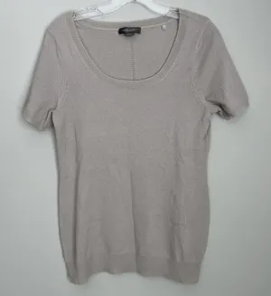 Christopher Fischer Size L Gray Short Sleeve Cashmere Top Crew Neck thumbnail 1
