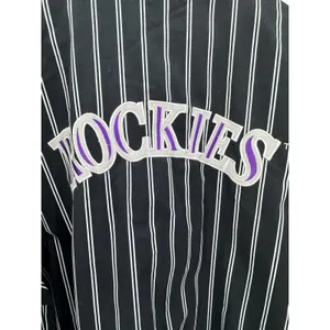Vintage Colorado Rockies Starter Jacket XL Black Purple Pinstripe‎ MLB Basebal thumbnail 7