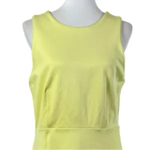 Ann Taylor Sheath Dress Flounce Hem Sleeveless Yellow Pique Knit Women’s Size 12 thumbnail 7