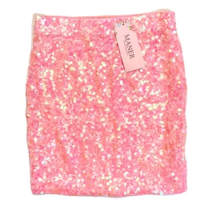 NWT MANER Pink Sequin Mini Skirt Party‎ Bodycon Small thumbnail 3