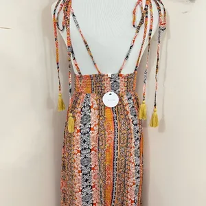 En Creme Boho Mixed Print Floral Stripe Halter Dress S NEW thumbnail 5