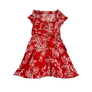 Free People A Thing Called Love Mini Dress Red White Floral Linen Blend Size 4 thumbnail 2