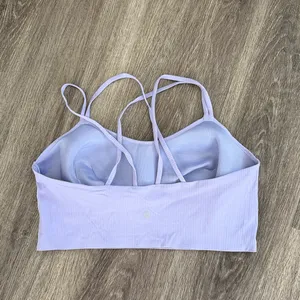 lululemon Lavender Strappy Ribbed Like a cloud Sport Long line Bra 12 thumbnail 2