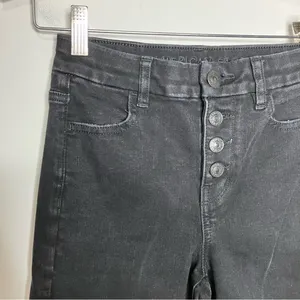 Curvy hi-rise‎ Jeggings crop black button fly distressed size 0 thumbnail 3