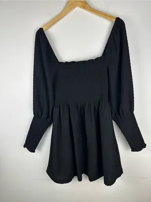 Hill House The Grace Black Mini Texture‎ Nap Dress Women’s Sz S thumbnail 2