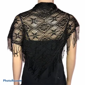 Black lace shawl thumbnail 2