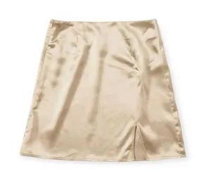 🆕Satin Side Zip Gold Mini Skirt Size XS thumbnail 1
