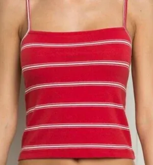 Brandy Melville Faye Red/White Striped Crop Tank thumbnail 1