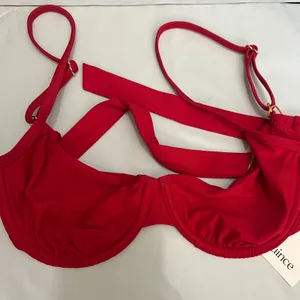 New Quince Women's Italian Demi Bikini Underwire Top Cherry Red Size XS thumbnail 3