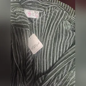 NWT FREE PEOPLE Shimmer Stripe Kimono Color: Silver Size All thumbnail 6
