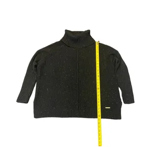 Michael Kors Women's Sweater Turtleneck Black Wool‎ Blend Waffle-knit Size Large thumbnail 3
