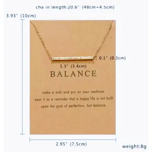 Boutique NEW Balance Bar Necklace Gold Minimalist‎ Pendant Delicate Chain Jewelry Gift thumbnail 14