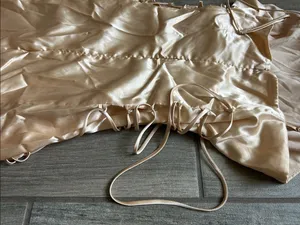 Lucy in the Sky Champagne Satin Mini Slip Dress with Side Ties thumbnail 5