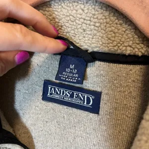 Lands End Vintage Sherpa Fleece Jacket Medium‎ Beige Full Zip thumbnail 3