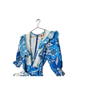 FARM RIO Blue Floral Pattern Full of Flowers Tapered Fit Jumpsuit Size XS thumbnail 11