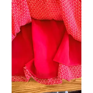 Maison Scotch Tiered Ruffle Mini Skirt Smocked Red Print Size 2 thumbnail 10