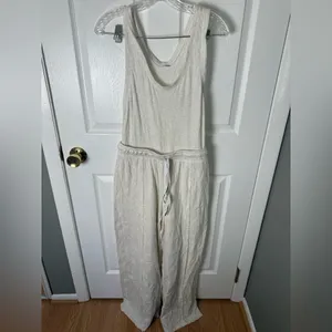 Free People Wait a Minute Jumpsuit in Oatmeal S thumbnail 2