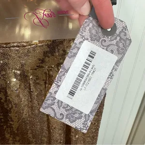 NWT Renz Ragz Bridal Metallic Sequin Gold Wrap Neckline Maxi Gown‎ Size 4 formal thumbnail 2
