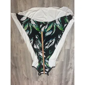 Chico's Palm Passion High-Low Maxi Dress Black White Tropical Leaf Size 2‎ Large thumbnail 6