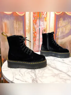 Dr. Martens Jadon Velvet Platform Boots Black Size 7 EUC thumbnail 5