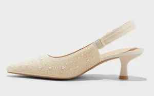 A New Day Milan Pearl Cream Slingback Heels Cushioned Insole Size 6 NEW thumbnail 2