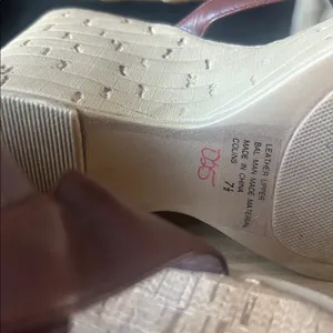 Steve Madden Colins Brown Leather Wooden Platform Wedge Sandals Size 7.5 thumbnail 7