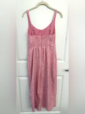 Abercrombie & Fitch Pink Floral Slit Midi Dress Small thumbnail 5