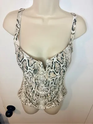 Soma Snake Print Tankini Bathing suit Size Large V Wire Plunge thumbnail 6