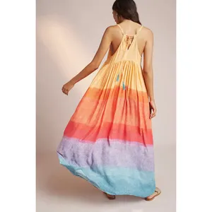Anthropologie‎ Carla Weeks Setting Sun Maxi Dress XS Multicolor Ombre Boho Artsy thumbnail 2