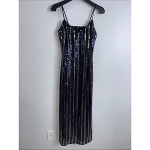 Anthropologie Maeve sleeveless striped sequin midi dress size small thumbnail 3