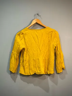 Gold Sugar + Lips Bell Sleeve Button Down Blouse Size S Like New thumbnail 5