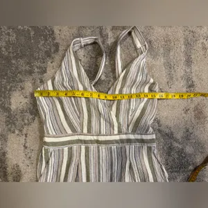 Altar'd State Olive and Cream Striped Jumpsuit with pockets thumbnail 7