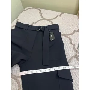 Express Super High Rise Cargo Trousers Black Belted Tapered Ankle Pants Size 4 thumbnail 10