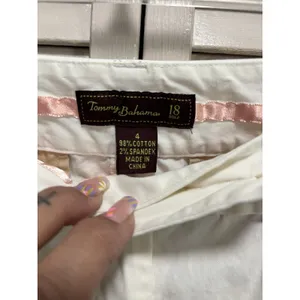 Tommy Bahama (18 Golf) Cream Capris Cuffed Sz 4 Low Rise Pockets‎ Zip Soft thumbnail 3