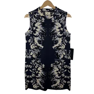 NWT Tuckernuck Floral Horizon Mock Neck Sleeveless Knit Mini Dress Medium Comfy thumbnail 2
