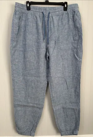 Athleta Retreat Linen Jogger Pants Women Size 16 Blue #531704 thumbnail 1
