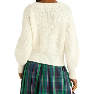 Free Assembly Womens Sweater Size S Cream 100 Shaker Knit Raglan Sleeve Pullover thumbnail 4