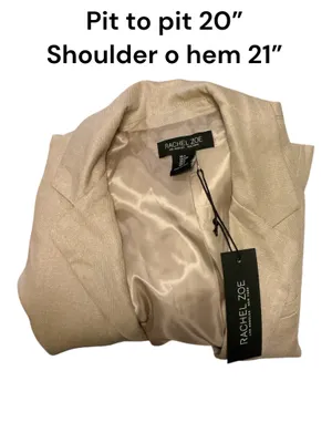 NWT Rachel Zoe Beige Cropped Linen-Blend Blazer Jacket Size Small Neutral Clean Girl thumbnail 3