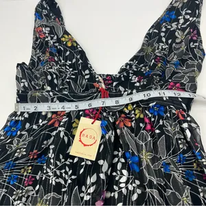 Anthropologie Raga Rain Forest Plunge Neck Maxi‎ Dress Black Floral Medium NEW thumbnail 9