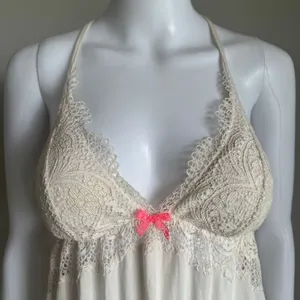 Victoria’s Secret Lace Babydoll Chemise Nightgown Pink Bow Size S thumbnail 2
