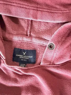 American Eagle Outfitters Distressed Rose Pink Hooded Pullover Sweatshirt Sz S thumbnail 3
