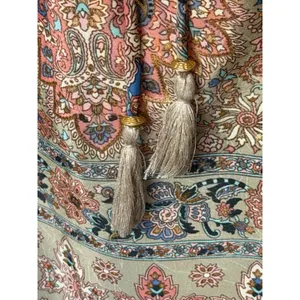 Paani Mini Dress Women Small‎ Tan Gold Metallic NWT Boho Floral Tassel Festival thumbnail 10