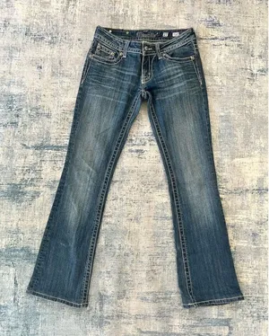 Miss Me Rhinestone Studded Embellished Boot Cut Jeans Size 27" thumbnail 1