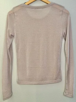 Free People Intimately Mesh So Well Layering Top Sheer Metallic Rose Gold thumbnail 4