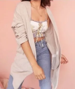 Anthropologie Duster Cardigan‎ Donni Sandwash Ribbed Oversized Open Women's thumbnail 1