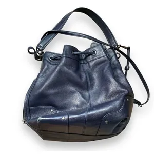 Coach Mickey Navy Blue Pebbled Leather Drawstring Bucket Bag Crossbody Classic thumbnail 7