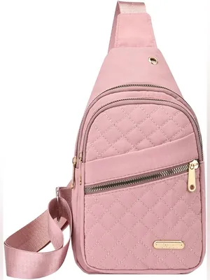 Quilted Pink Crossbody Sling Bag - Women's Fashion thumbnail 1